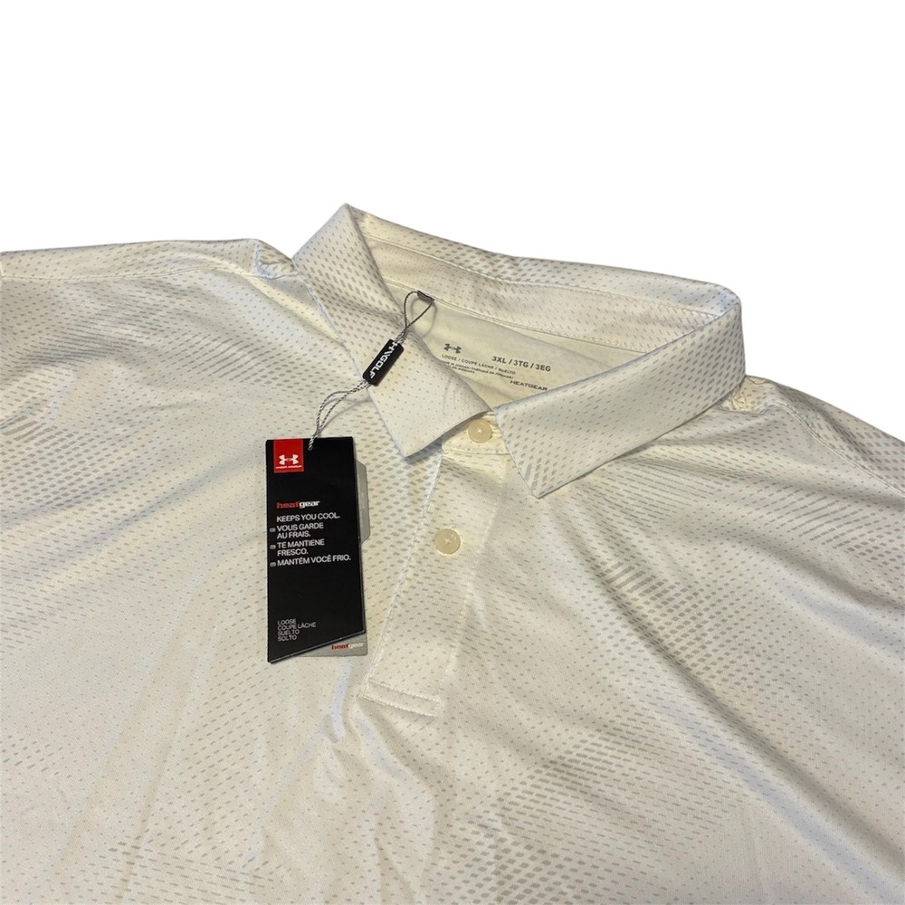 Under Armour Mens White Polo HeatGear Golf Loose Fit Shirt 3XL